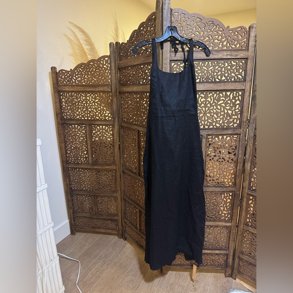 NEW NWT Reformation Yana Halterneck black linen Midi Dress - Picture 3 of 5
